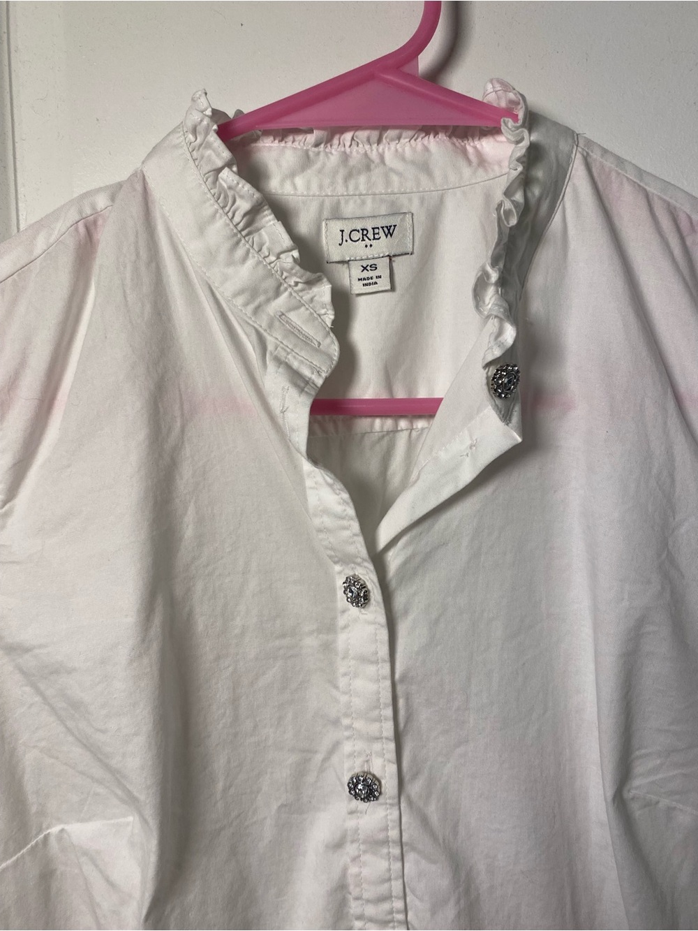 J. Crew White Ruffle-Neck Button-Up Shirt - Picture 3 of 8
